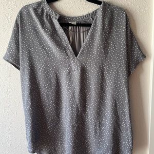 Lauren Conrad grey and white polka dot blouse